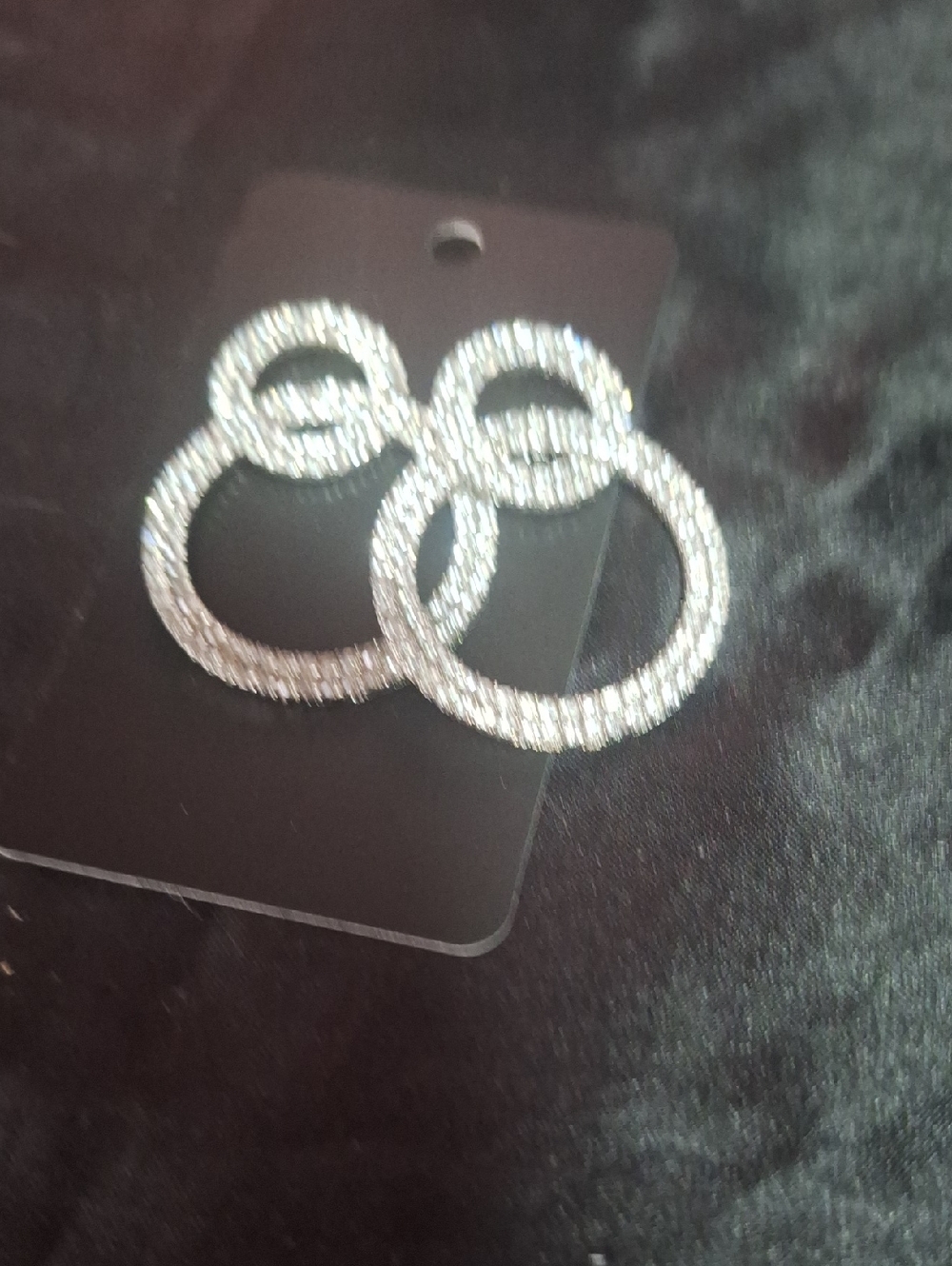 Sparkling Double Hoop Silver Earrings - Unbranded